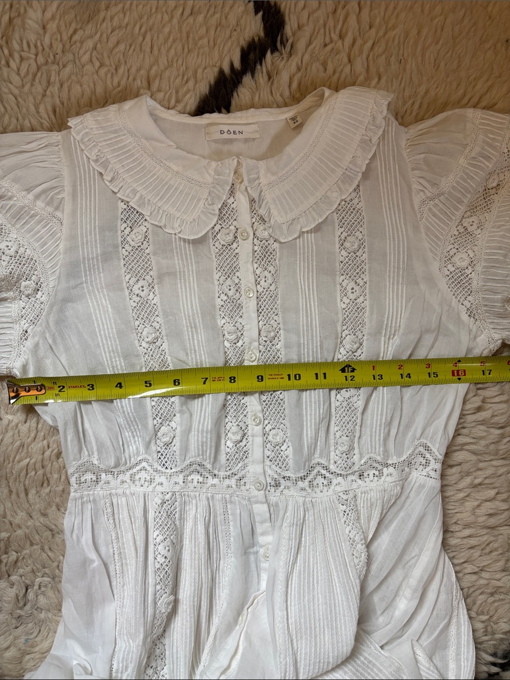 Doen Lace-Trim Cotton Dress with Peter Pan Collar - Picture 10 of 17